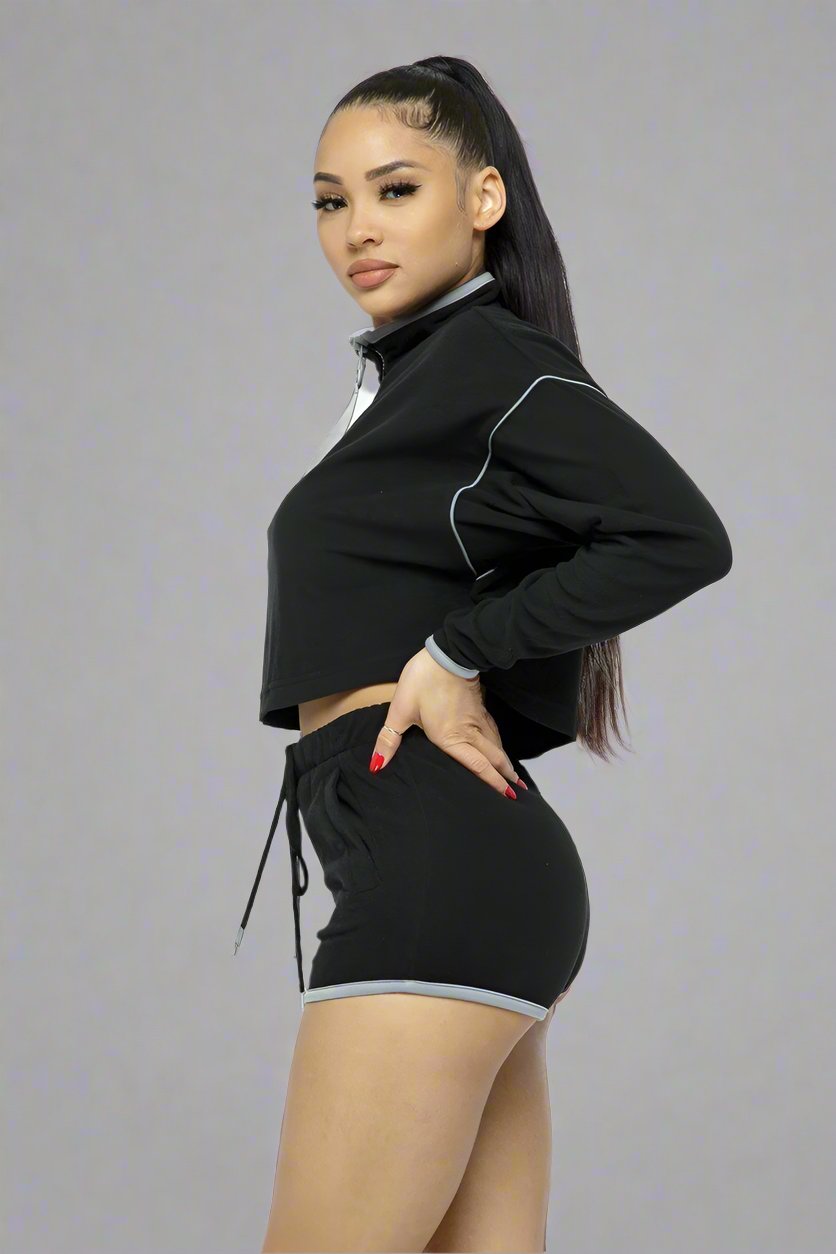 Sporty Crop Top Sporty High-waist Shorts Set