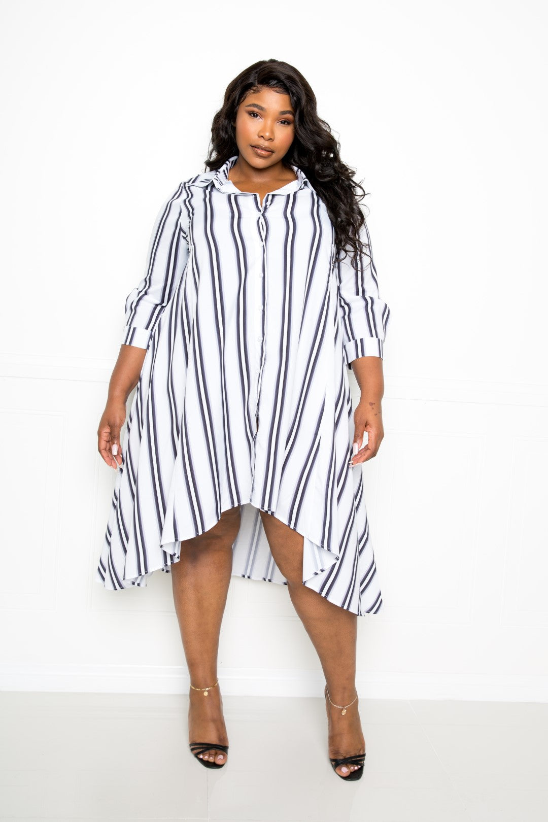 Vestido camisero de rayas