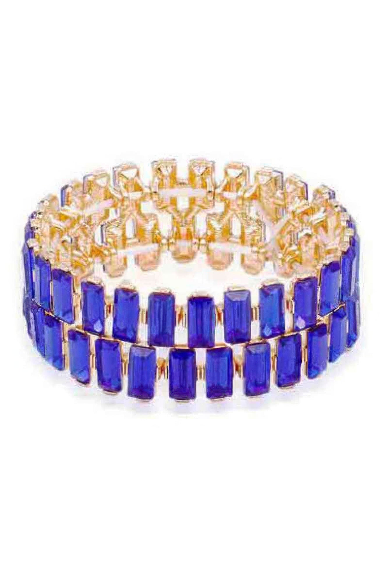Pulsera elástica rectangular con diamantes de imitación