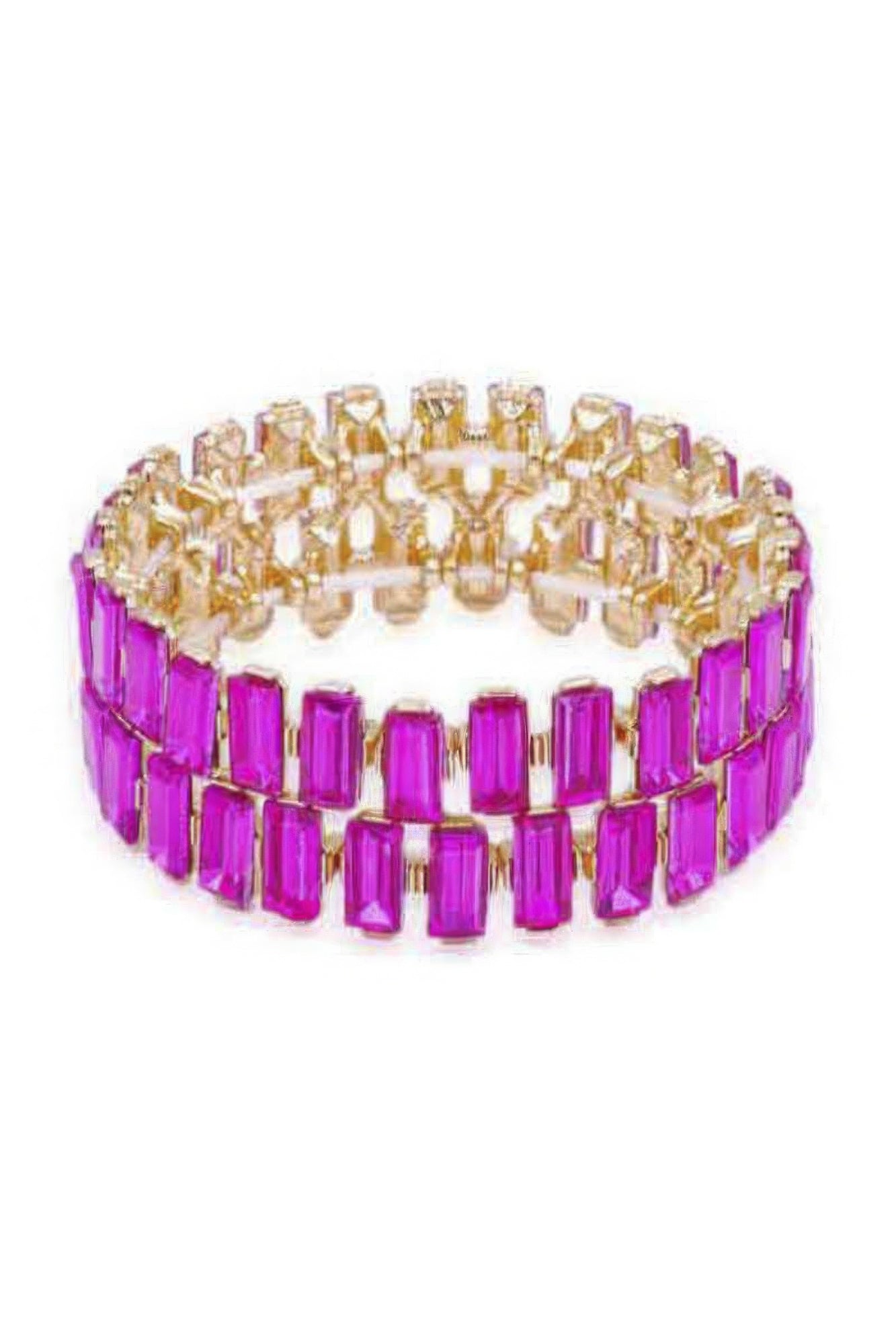 Pulsera elástica rectangular con diamantes de imitación