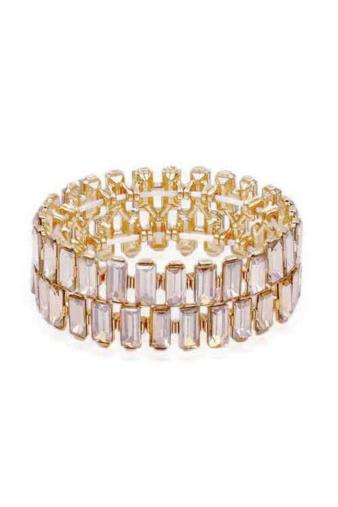 Pulsera elástica rectangular con diamantes de imitación