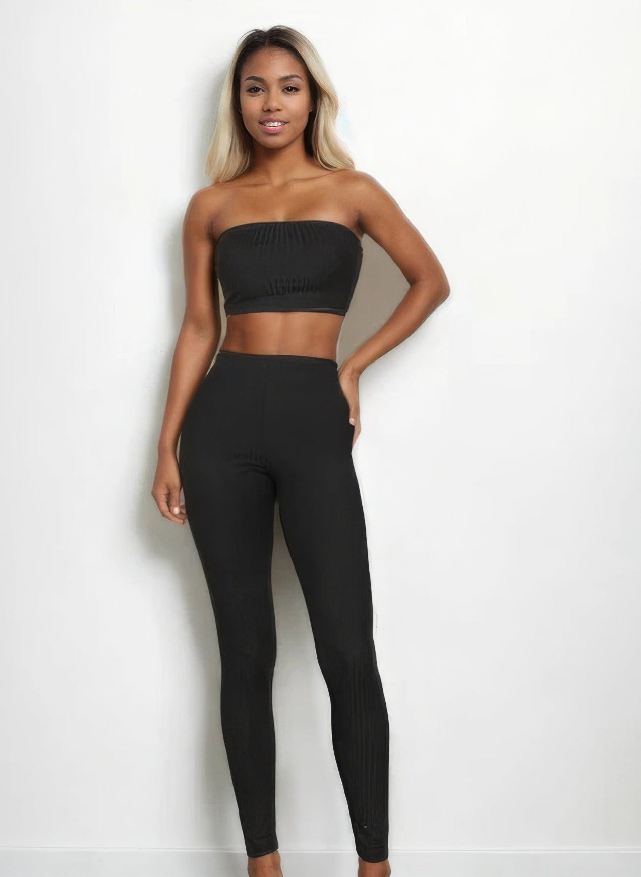 Ensemble haut tube côtelé et leggings