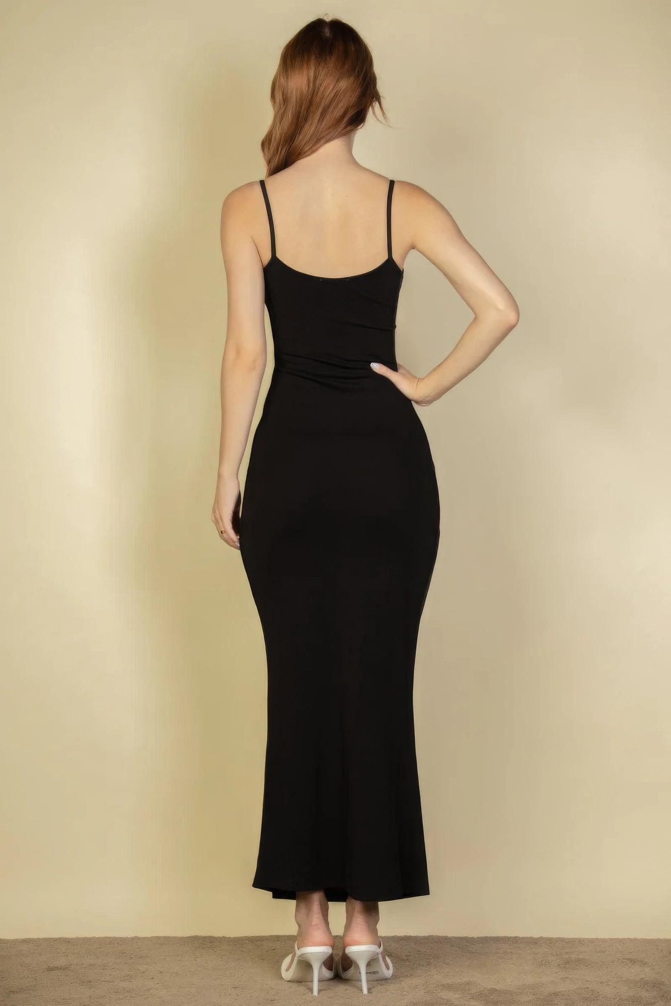 Robe longue caraco à ourlet sirène côtelé