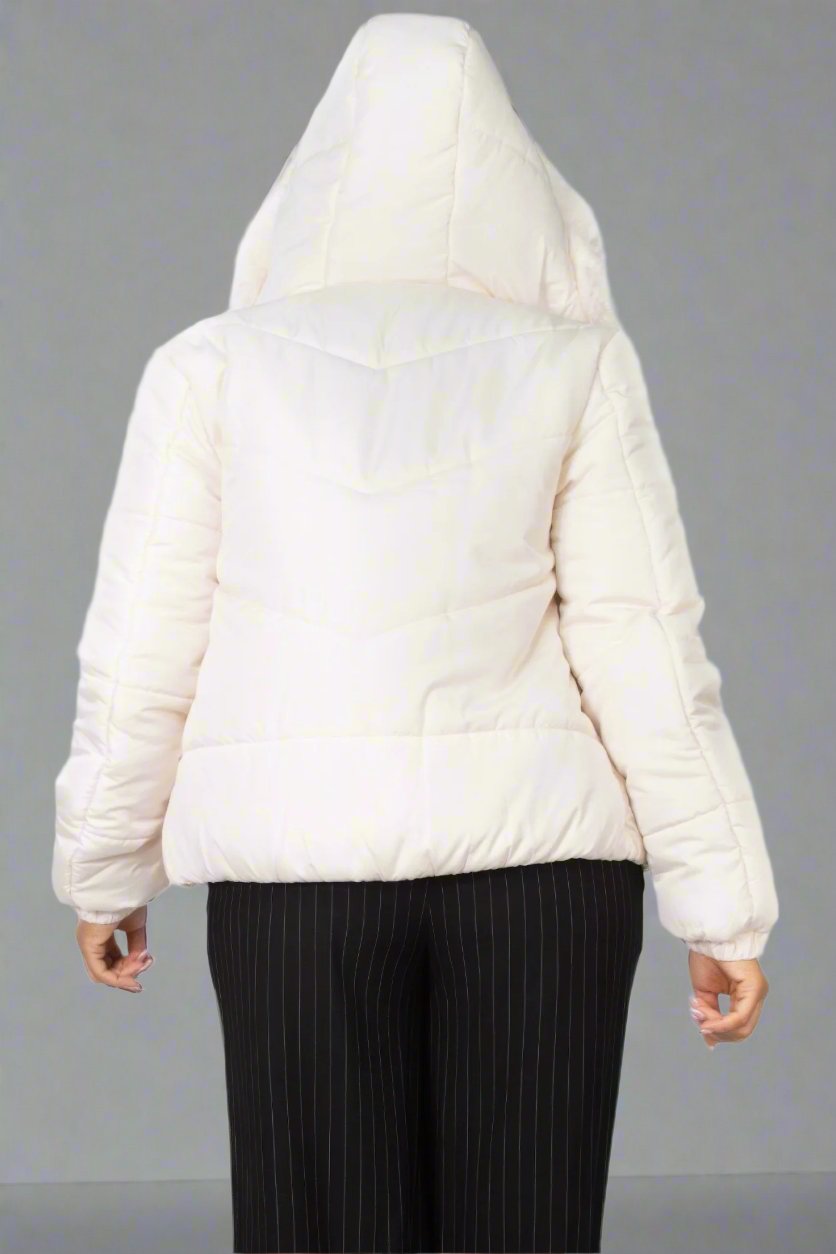 Insulated Zip-up Faux Fur Hooded Jacket