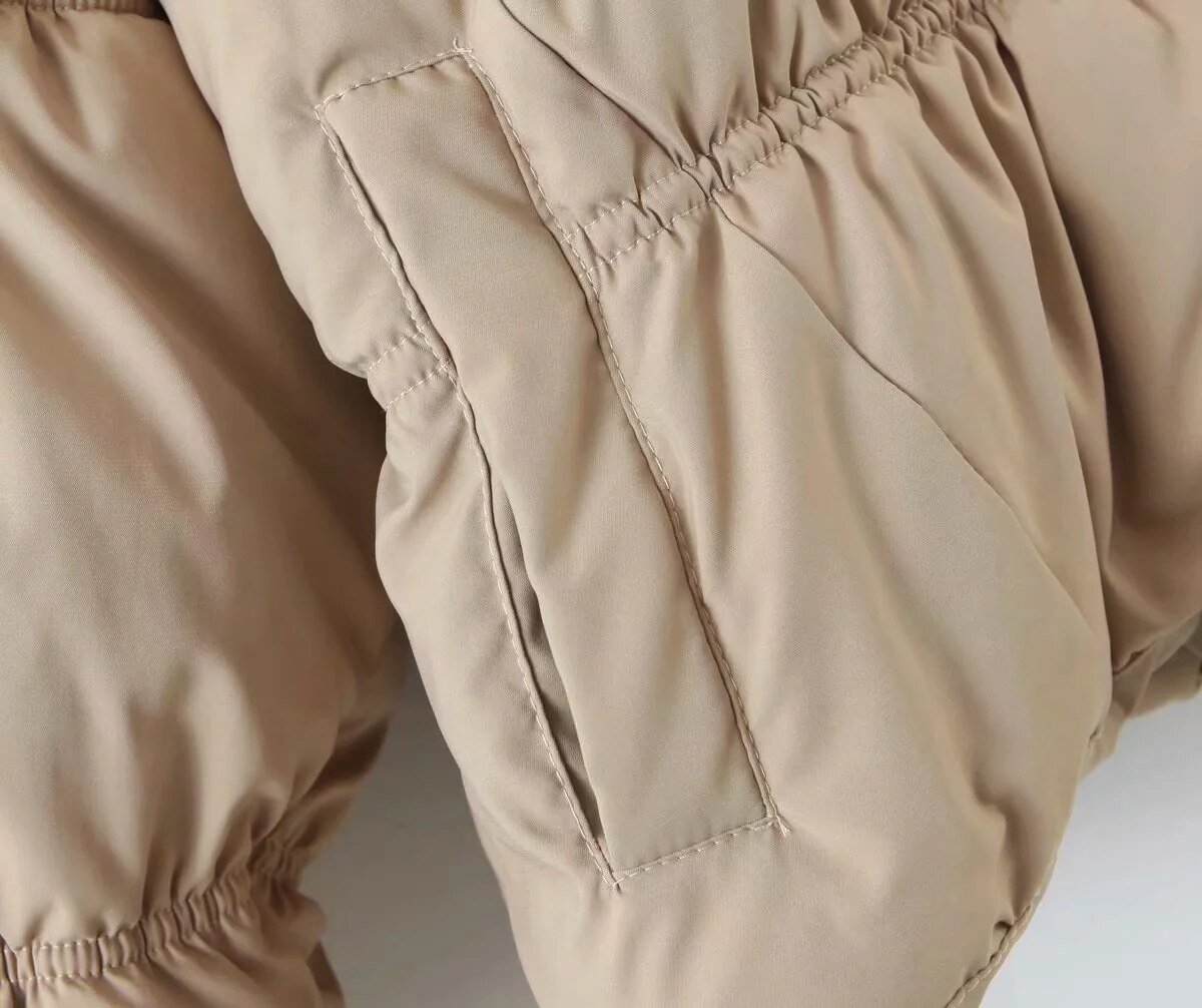 Women Parkas Solid Standard Collar Zipper Jacket Winter.
