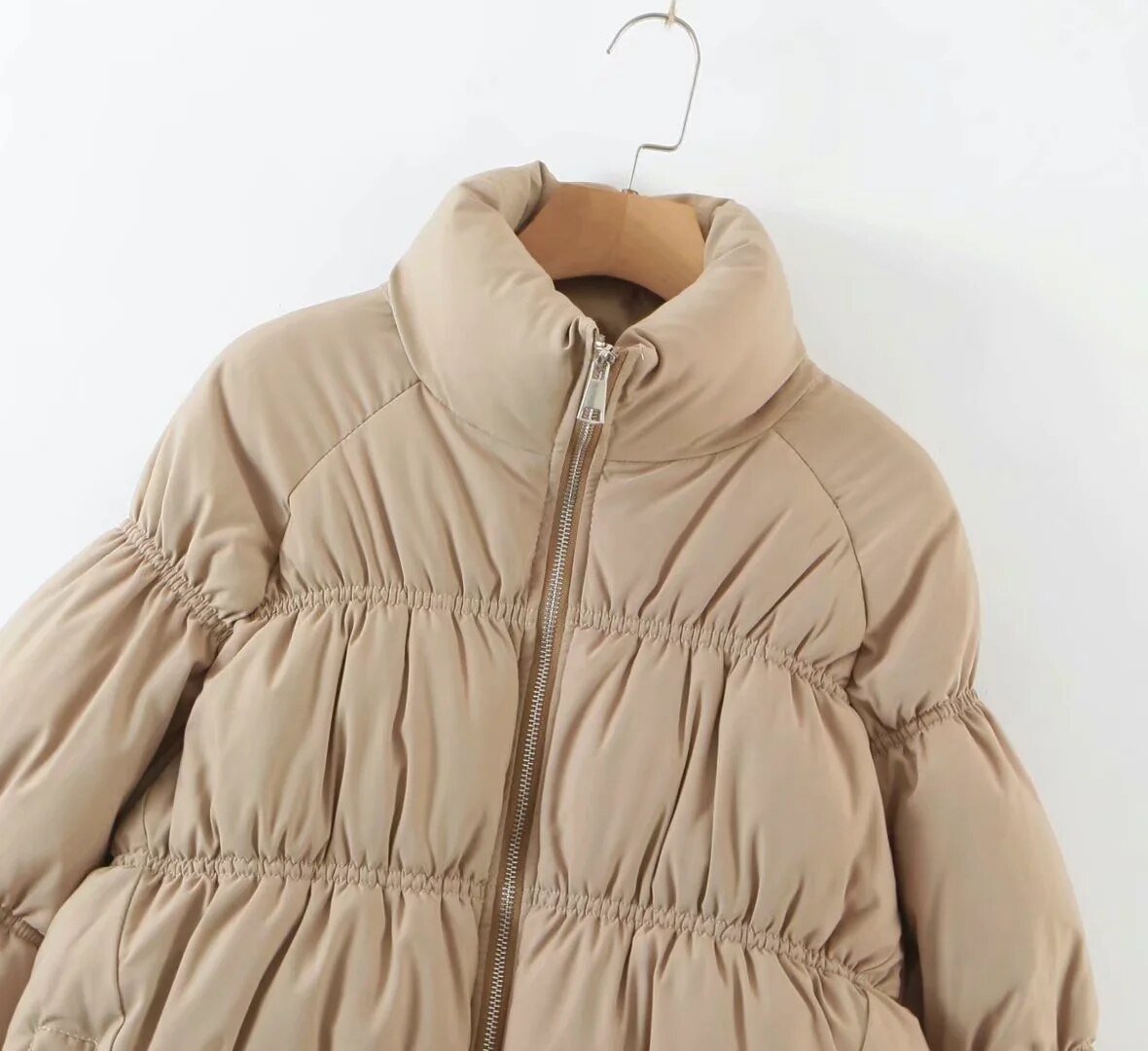 Women Parkas Solid Standard Collar Zipper Jacket Winter.