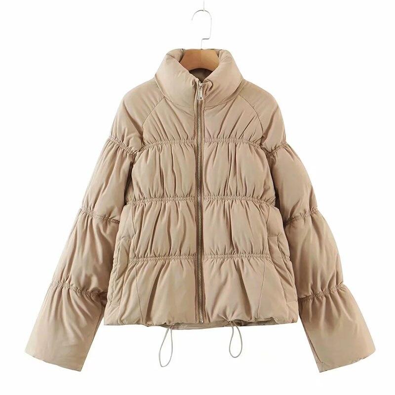 Women Parkas Solid Standard Collar Zipper Jacket Winter.