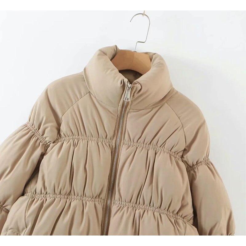Women Parkas Solid Standard Collar Zipper Jacket Winter.