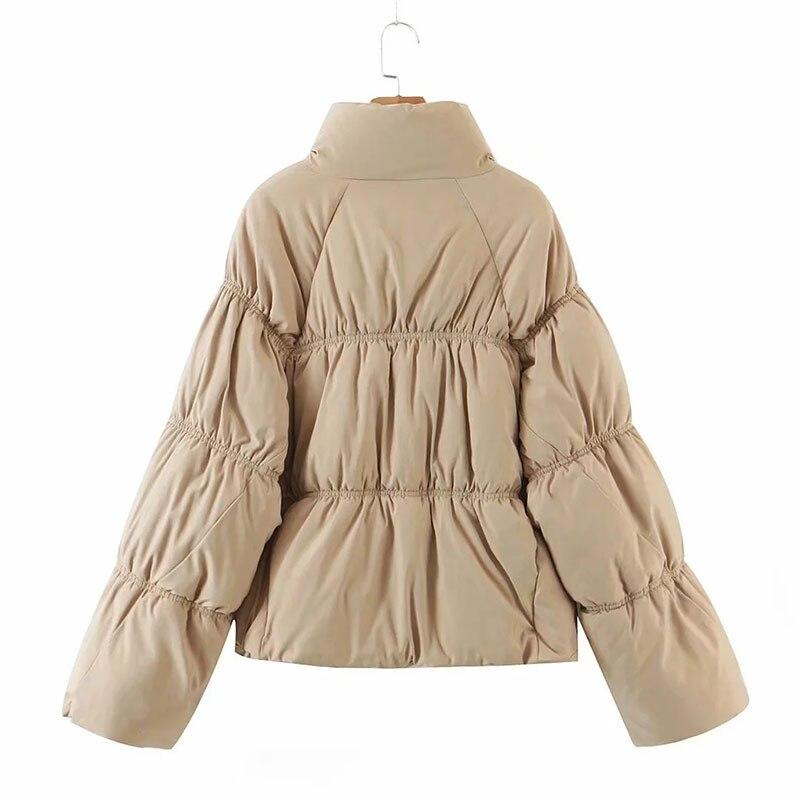 Women Parkas Solid Standard Collar Zipper Jacket Winter.