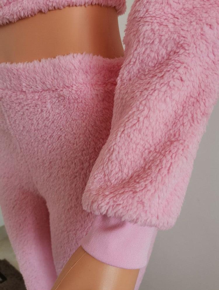 Pure Color Lace Up Women's 2-Piece Set