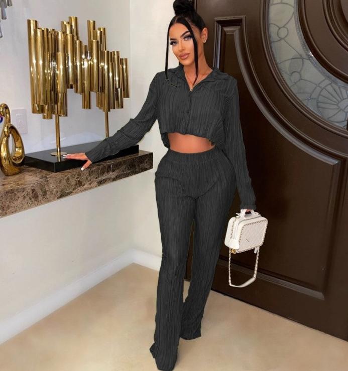 Casual Pure Color Loose Women's Trouser Suit