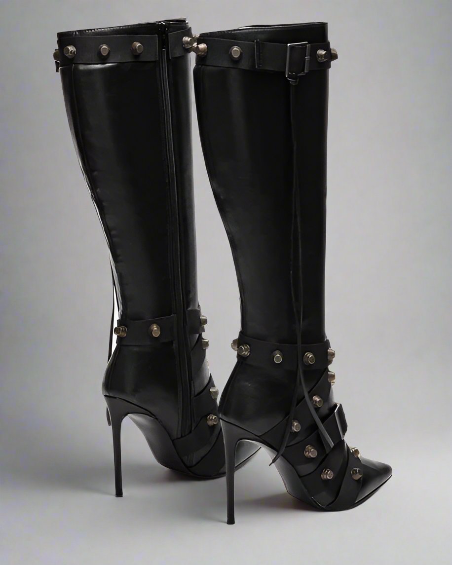 Rivet Belt Buckle Boots