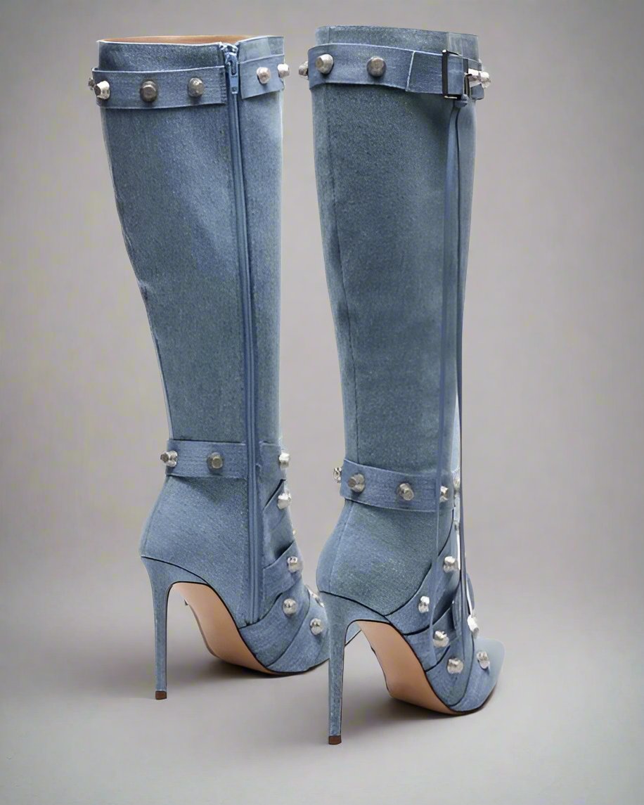 Rivet Belt Buckle Boots