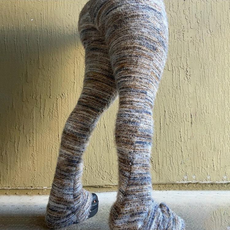 Fluff Colorblock Patchwork Stacked Pants
