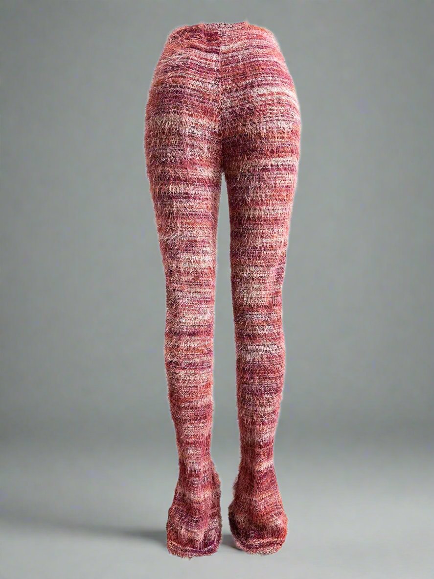 Fluff Colorblock Patchwork Stacked Pants