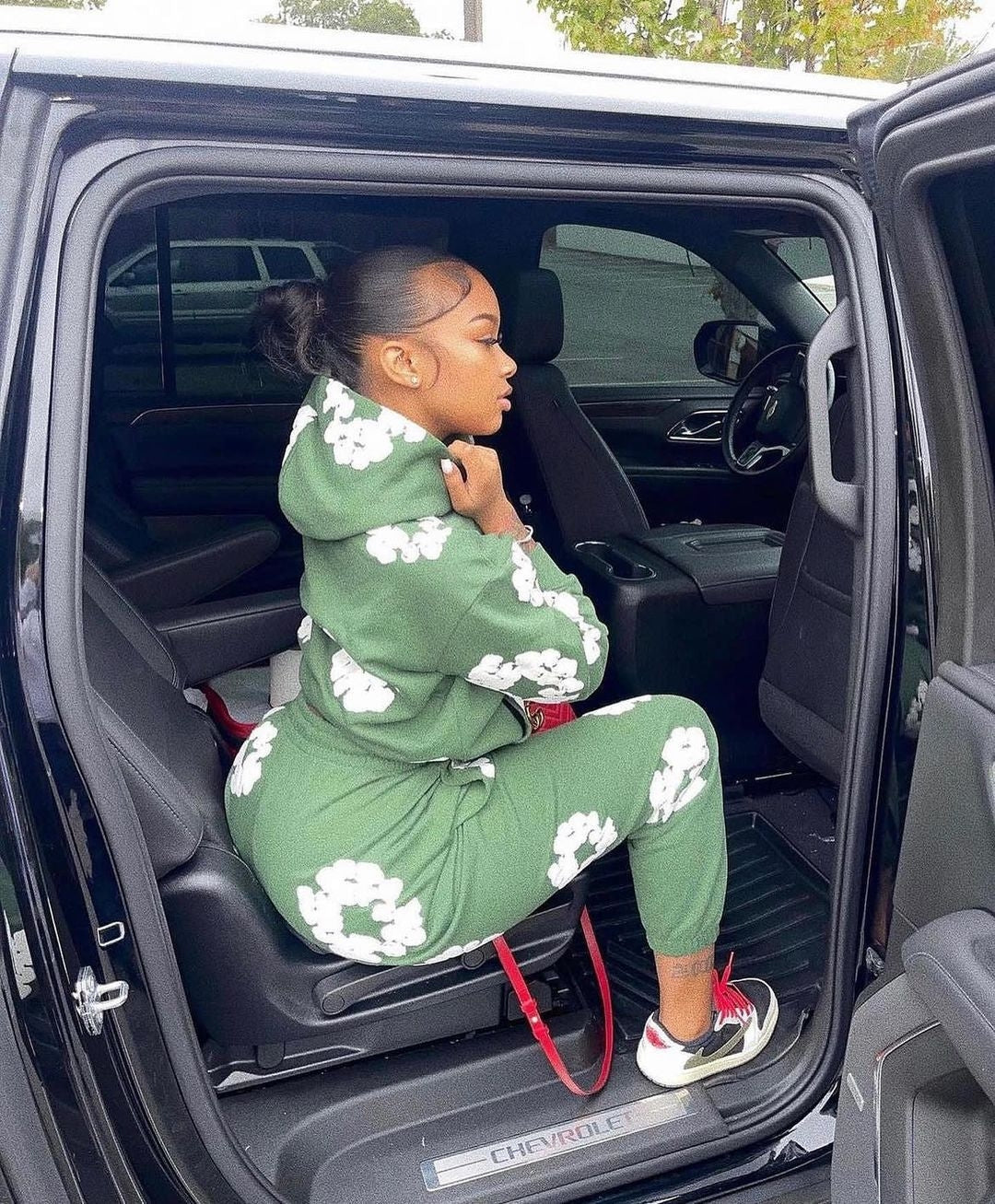 Floral Printed Loose Hooded Trouser Sets