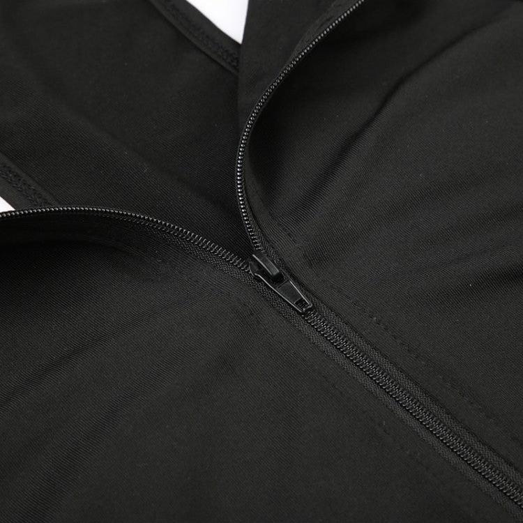 Solid Color Hollow Out Zipper Jumpsuit