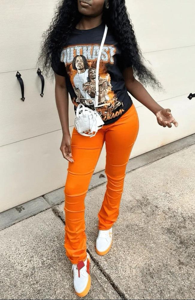 Letter Portrait Printed Pants Sets