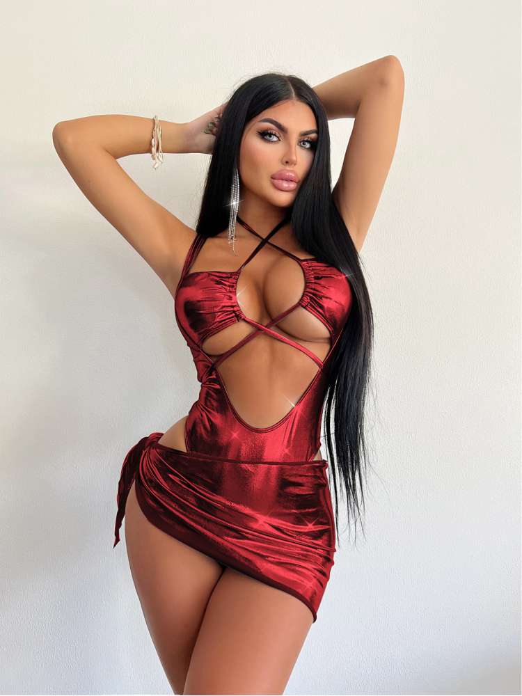 Maillot de bain à surplis avec liens à nouer