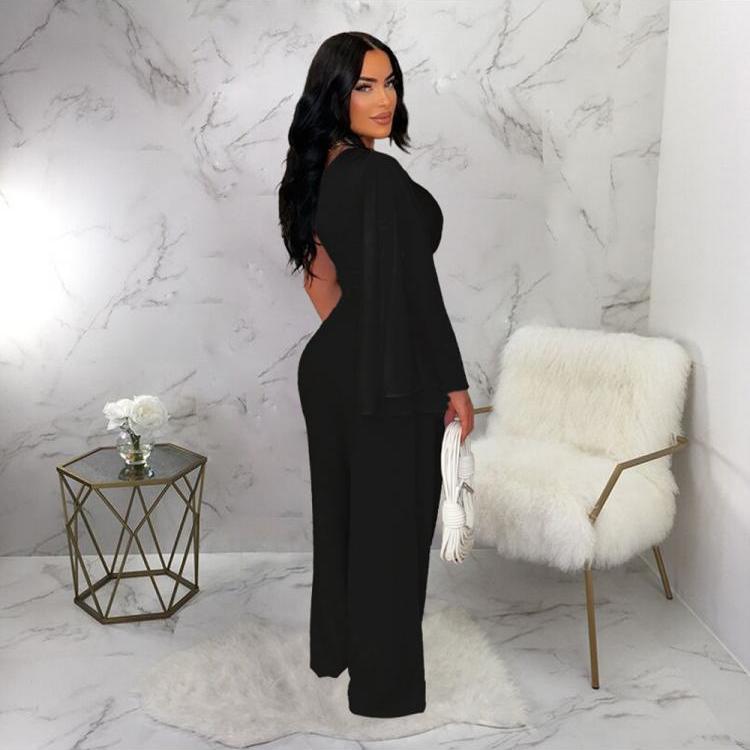Patchwork High Rise Wide Leg Pant Sets