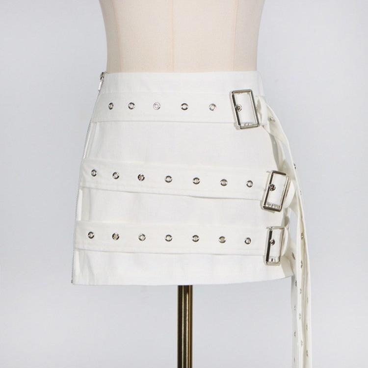 Conjuntos de falda y blazer con cordones y remaches de patchwork