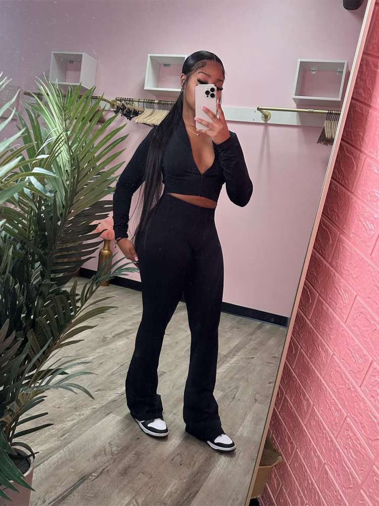 Zipper Cropped Flared Pant Tank 3 Piece Sets