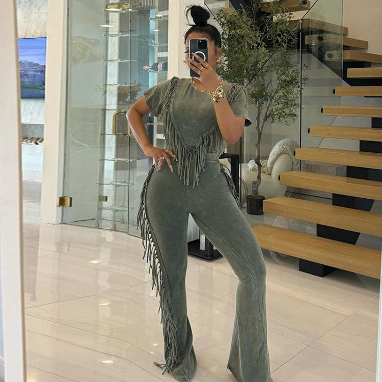 Tassel Two Piece Pant Set
