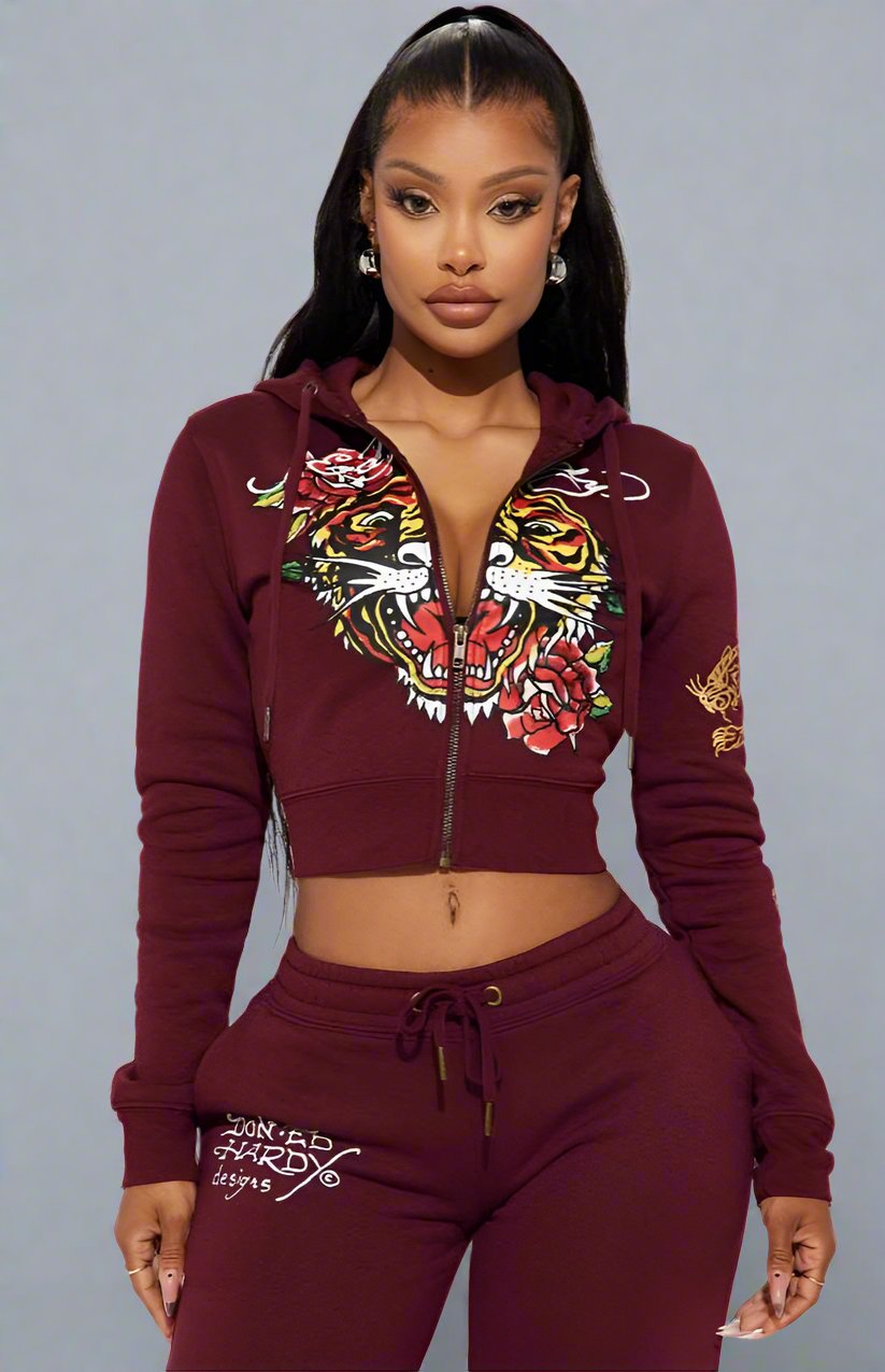 Tiger Roar Floral Printed Hoodies Pant Sets