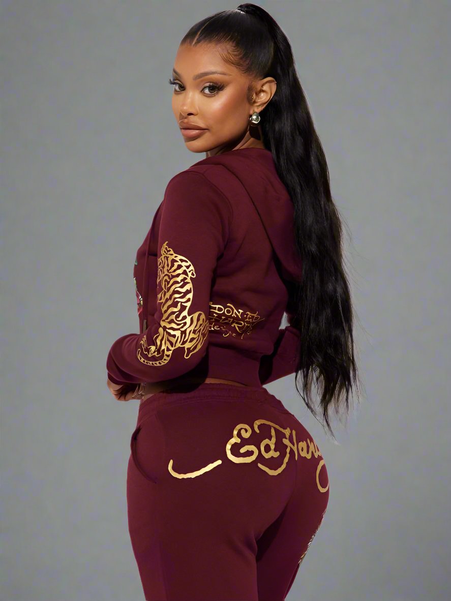 Tiger Roar Floral Printed Hoodies Pant Sets
