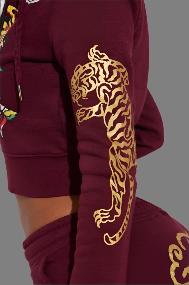 Tiger Roar Floral Printed Hoodies Pant Sets