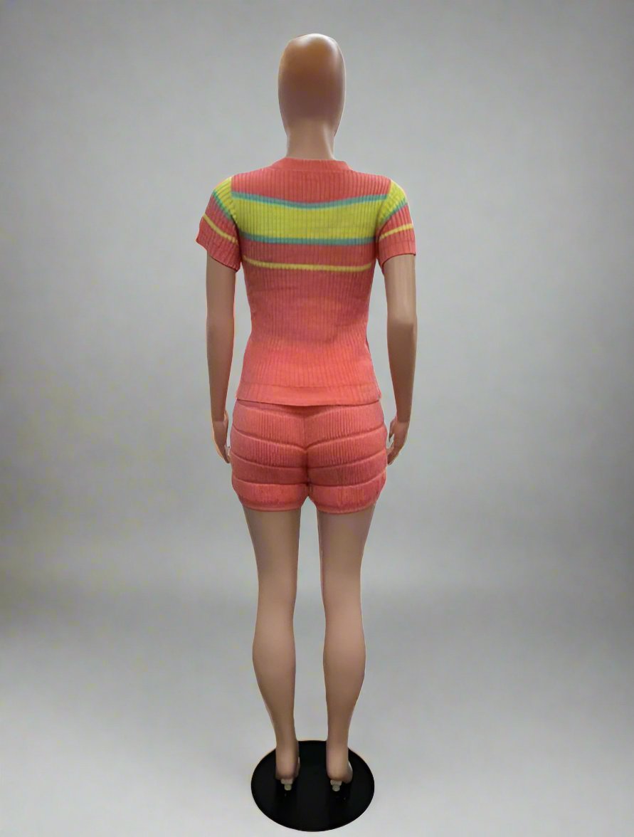 Ensembles courts en tricot à rayures colorblock