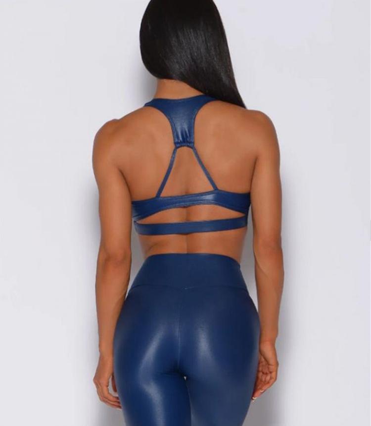 Conjuntos de yoga con cuello en U y jersey de color puro