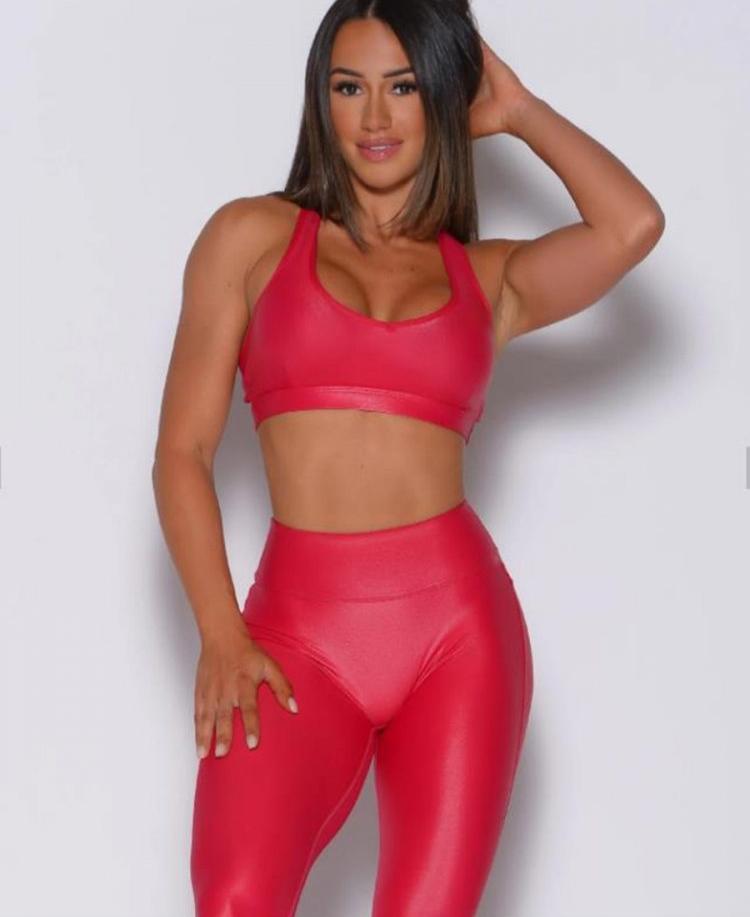 Conjuntos de yoga con cuello en U y jersey de color puro