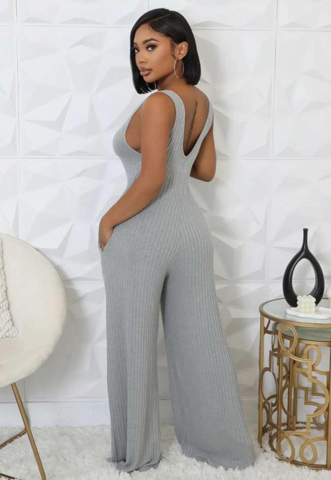 Rib Puff Sleeve Shrug V Neck Jumpsuit 2 Piece Sets