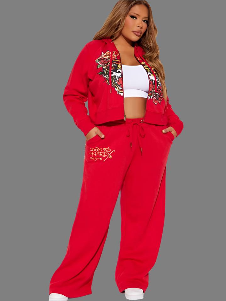 Tiger Roar Floral Printed Hoodies Pant Sets