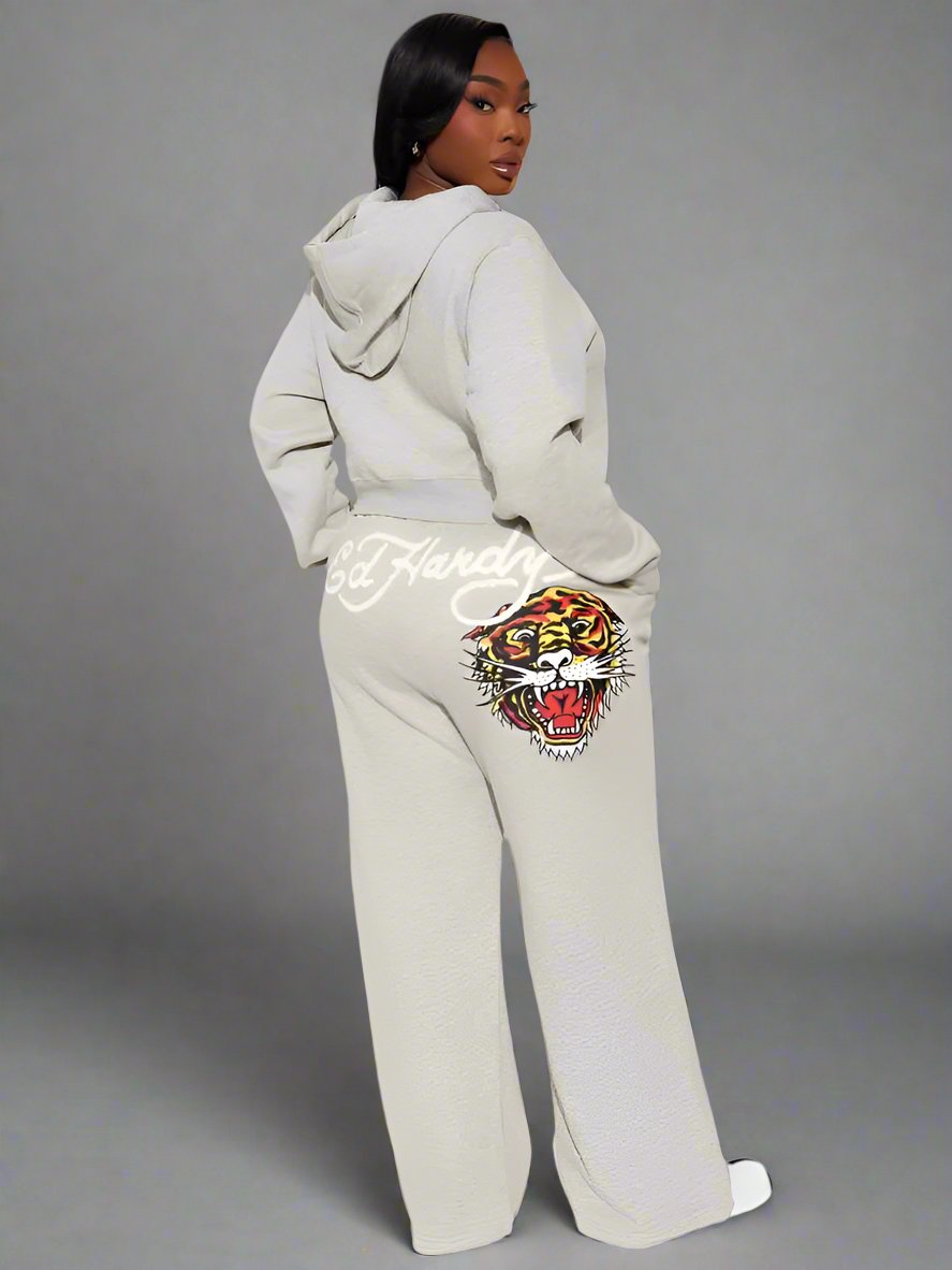 Tiger Roar Floral Printed Hoodies Pant Sets