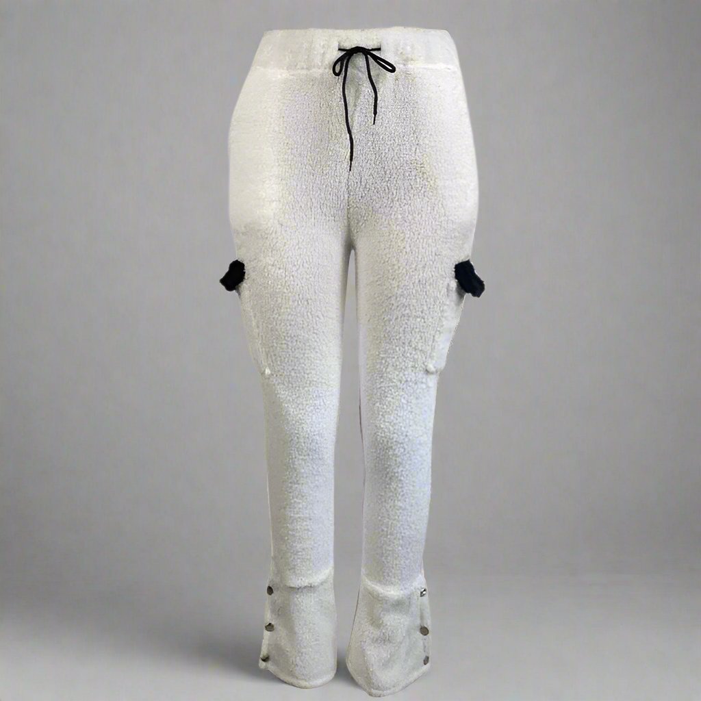 Colorblock Flap Pockets Polar Fleece Pants