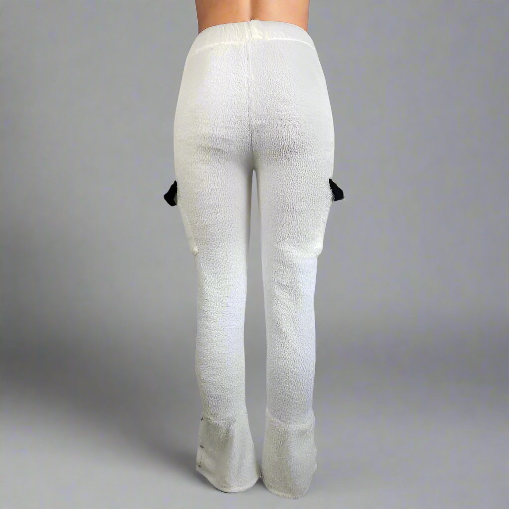 Colorblock Flap Pockets Polar Fleece Pants