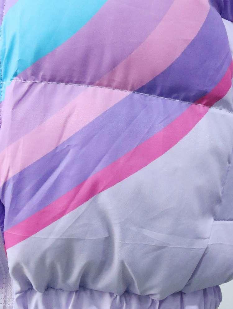 Colorblock Heart Print Cropped Zipper Coats