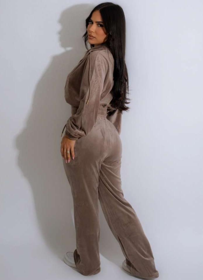 Drawstring Zipper Long Sleeve Pant Sets