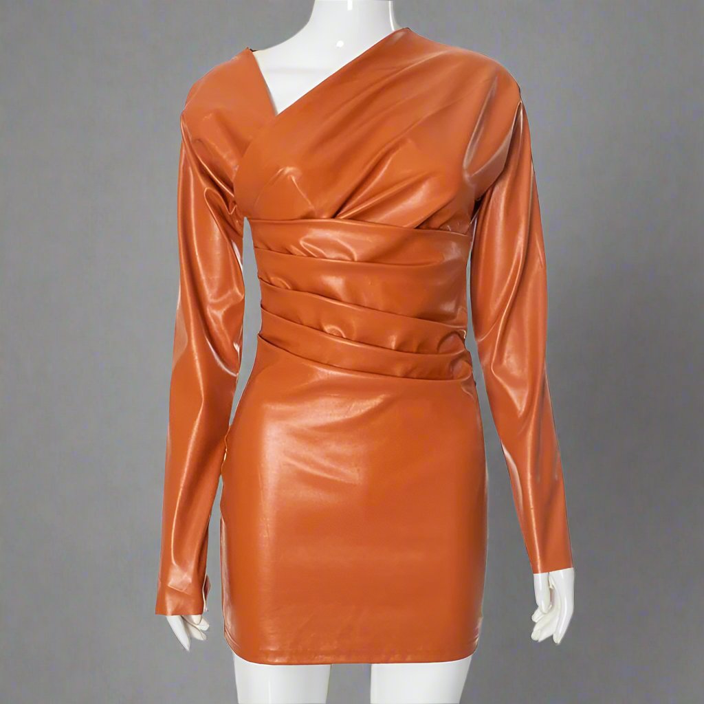 Ruched Bodycon Frill Sleeves Mini Dress