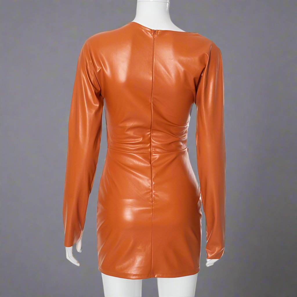 Ruched Bodycon Frill Sleeves Mini Dress