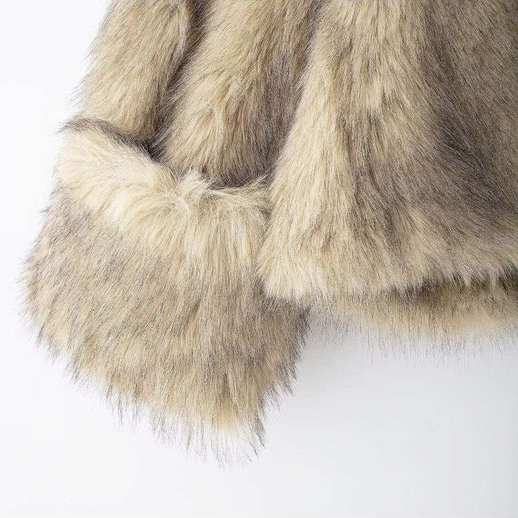 Fake Fur Fluffy Pullover Stand Collar Sweatshirts Coats