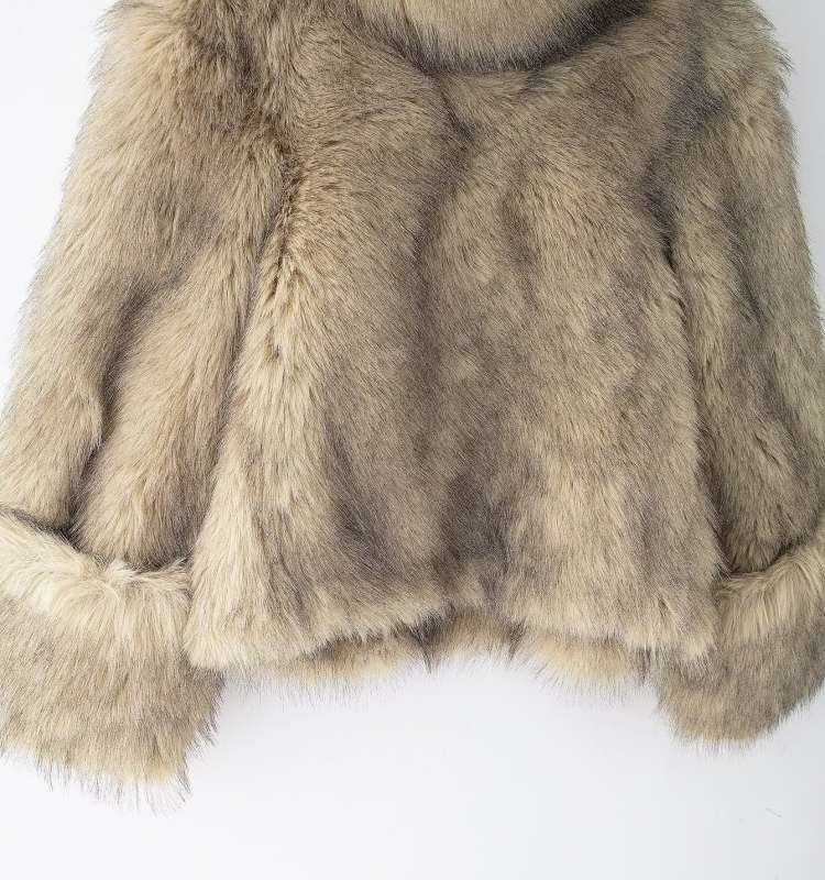 Fake Fur Fluffy Pullover Stand Collar Sweatshirts Coats