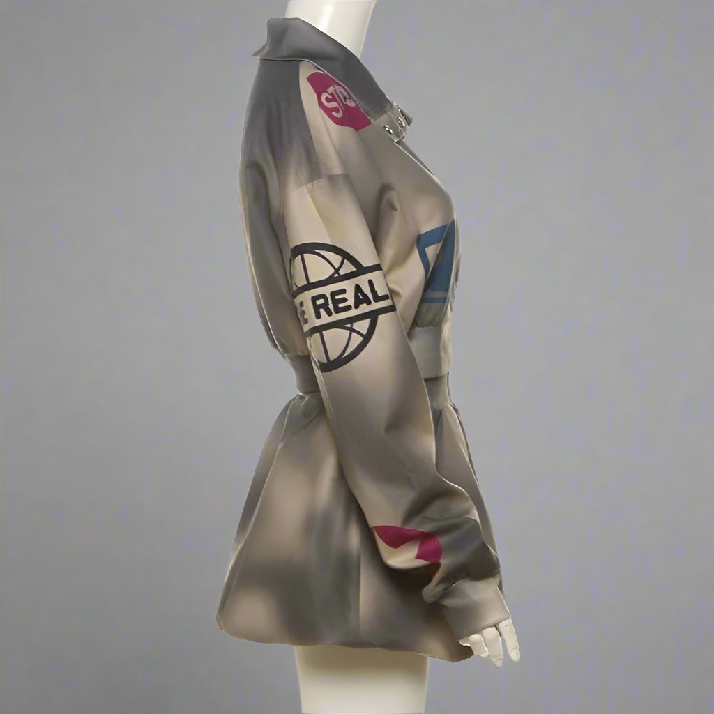 Distressed Lapel Cropped Jacket Bubble Skirt Sets