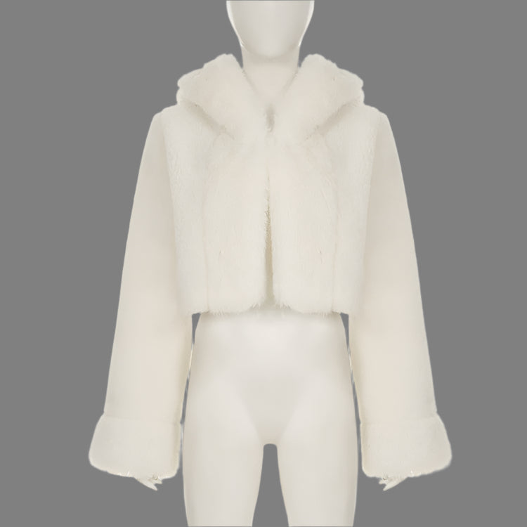 Fur Patchwork Hooded Fluff Loose Coats