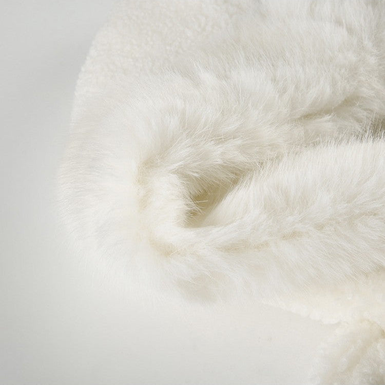 Fur Patchwork Hooded Fluff Loose Coats