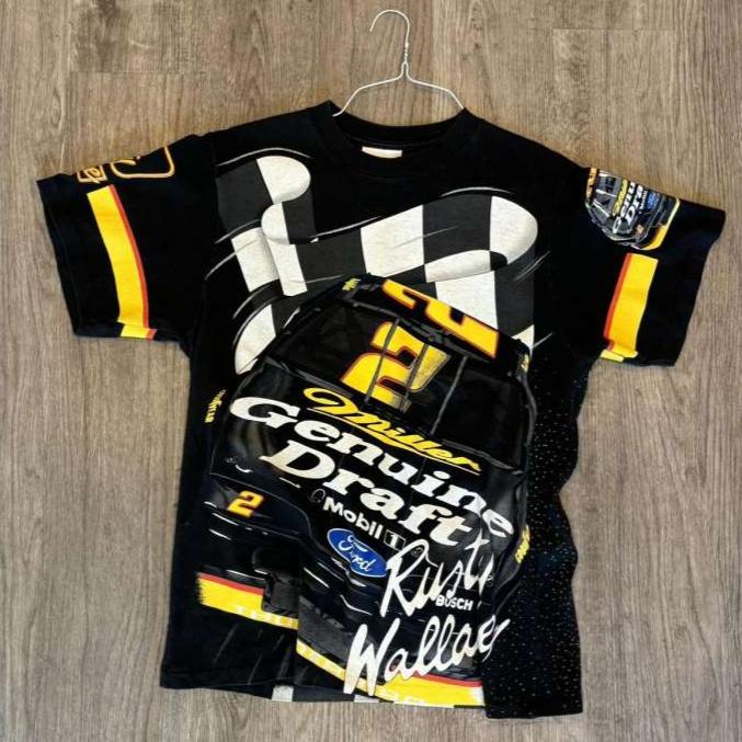 Contrast Color Racer Printed Loose T-shirts