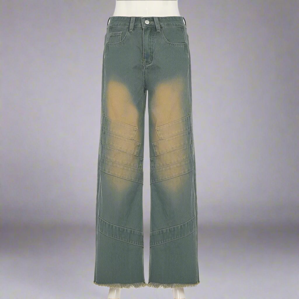 Vintage Distressed Denim Straight Jeans