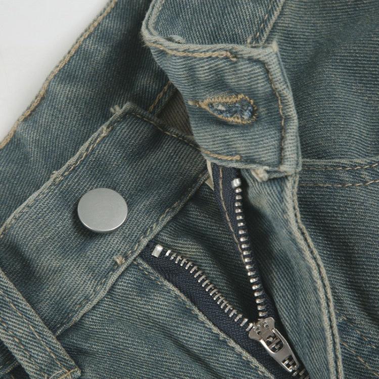 Vintage Distressed Denim Straight Jeans